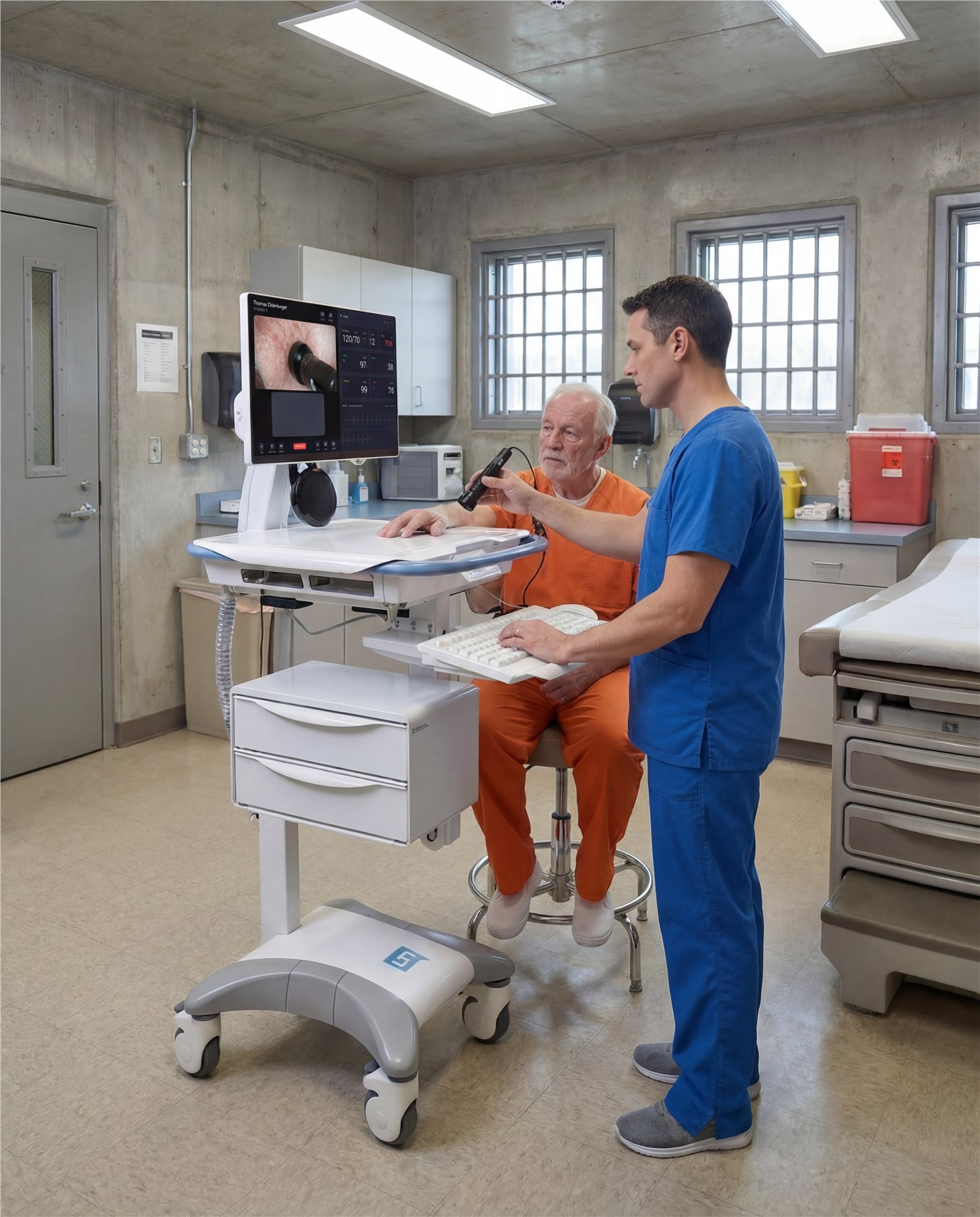 Telehealth medcart in a correctional healthcare setting