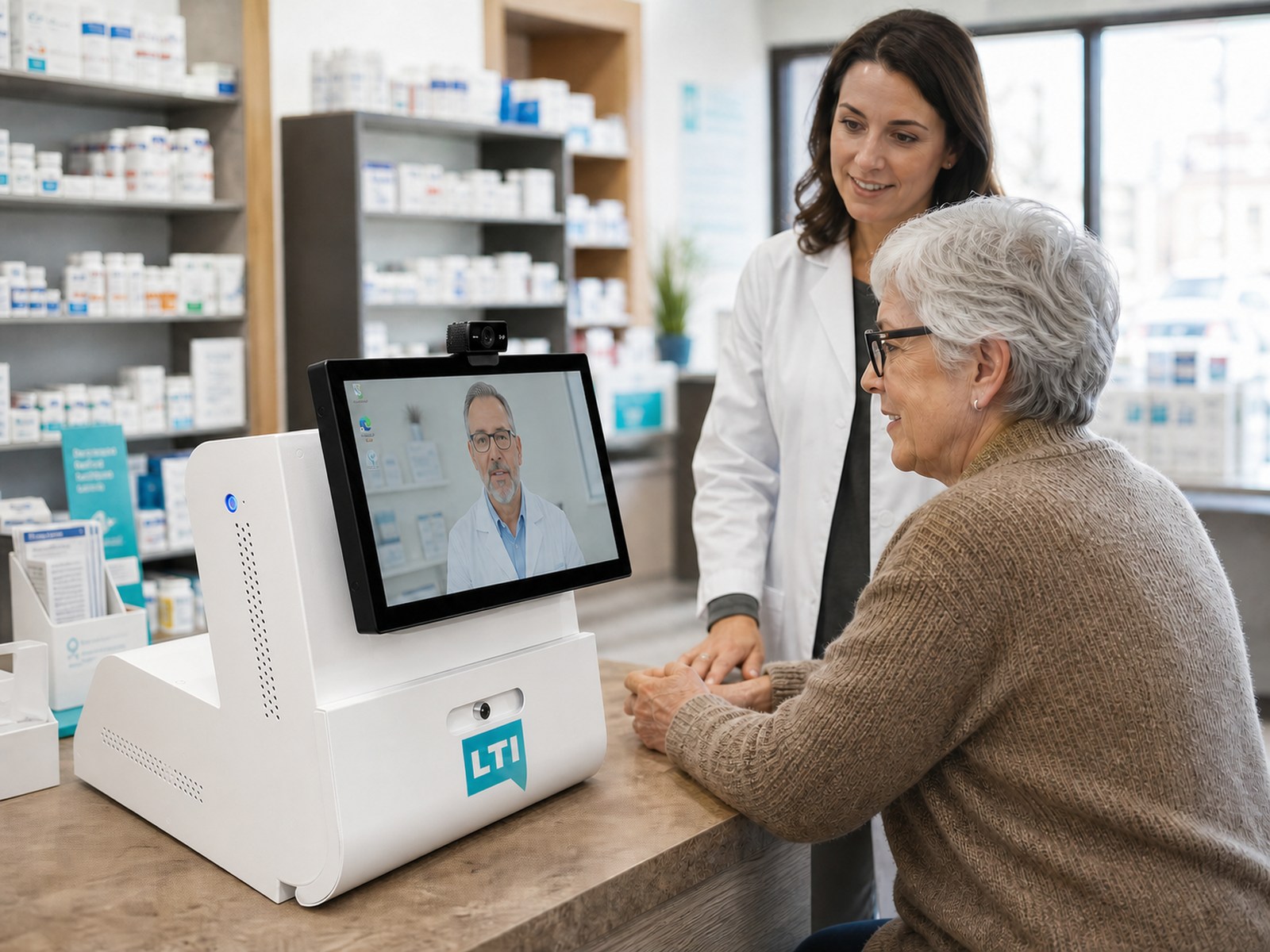 Telehealth kiosk supporting a student care visit