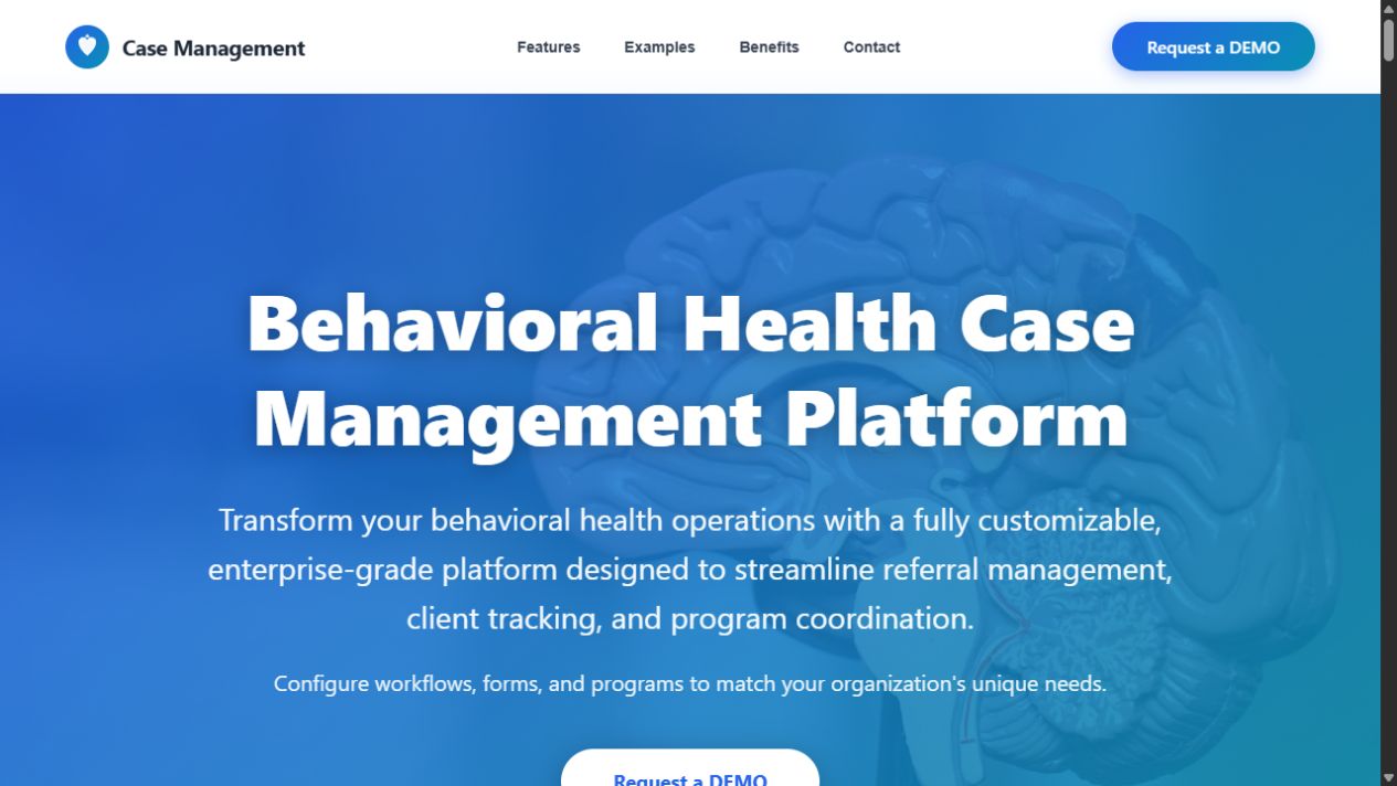 Sitio de la plataforma Behavioral Health Case Management